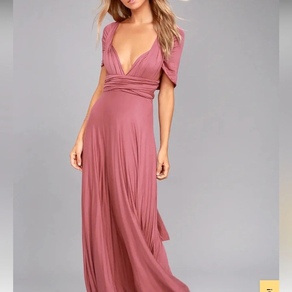 NWT Lulu’s Tricks of the Trade Rusty Rose Maxi Dress - Picture 1 of 13